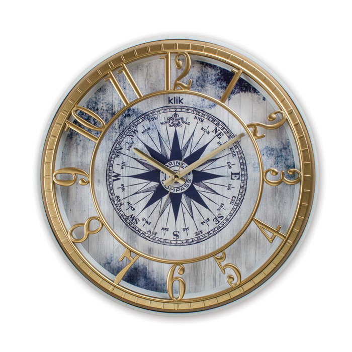 Wallity Hisar Compass Reloj de Pared Dorado y Azul Wallity Hisar Compass Reloj de Pared Dorado y Azul